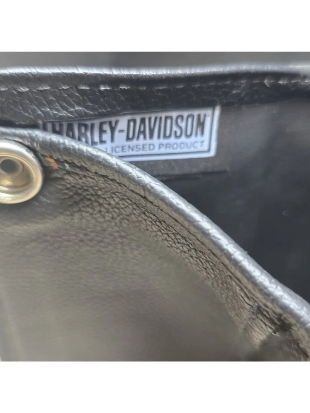 Men's Harley Davidson Tri Fold Snap Folding Wallet Pebble Leather Vintage